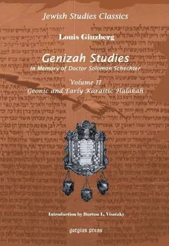 Genizah Studies in Memory of Doctor Solomon Schechter (Vol 2) cover