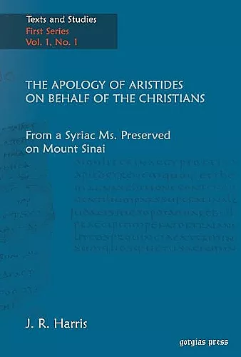 The Apology of Aristides on behalf of the Christians cover