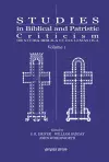 Studies in Biblical and Patristic Criticism (Vol 1) cover