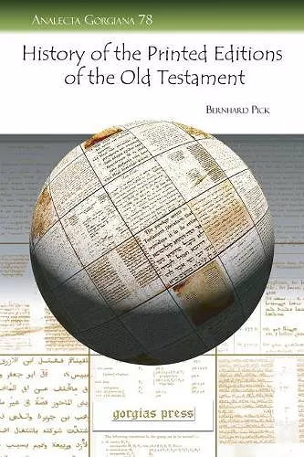 History of the Printed Editions of the Old Testament cover