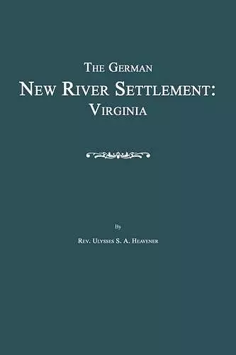 The German New River Settlement cover