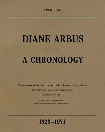 Diane Arbus: A Chronology cover