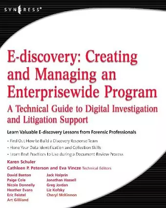 E-discovery: Creating and Managing an Enterprisewide Program cover