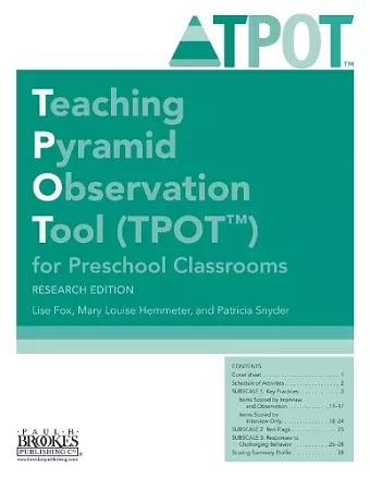 Teaching Pyramid Observation Tool (TPOT™) for Preschool Classrooms cover