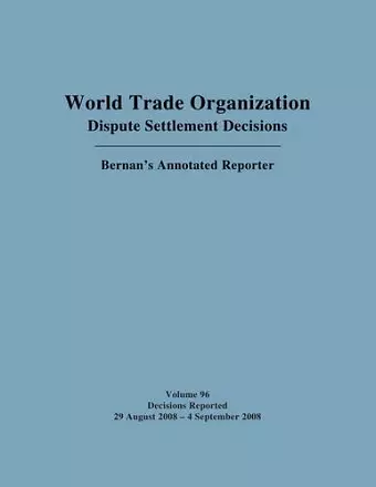 WTO Dispute Settlement Decisions cover