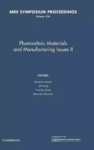 Photovoltaic Materials and Manufacturing Issues II: Volume 1210 cover