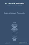 Recent Advances in Photovoltaics: Volume 1771 cover