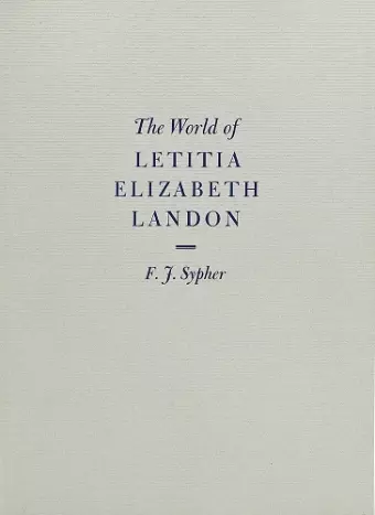 The World of Letitia Elizabeth Landon cover
