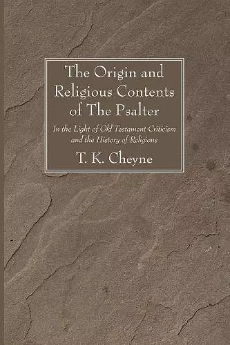 The Origin and Religious Contents of The Psalter cover