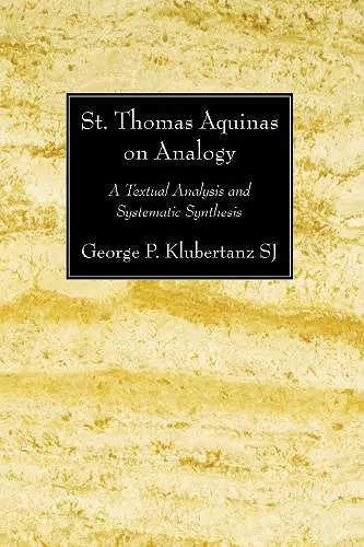 St. Thomas Aquinas on Analogy cover