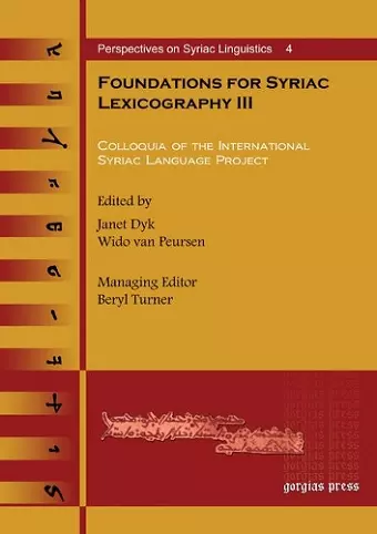 Foundations for Syriac Lexicography III cover