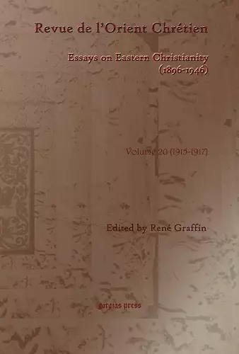 Revue de l’Orient Chrétien (1896-1946)(vol 20) cover