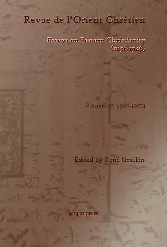 Revue de l’Orient Chrétien (1896-1946)(vol 23) cover