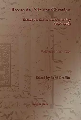 Revue de l’Orient Chrétien (1896-1946)(vol 27) cover