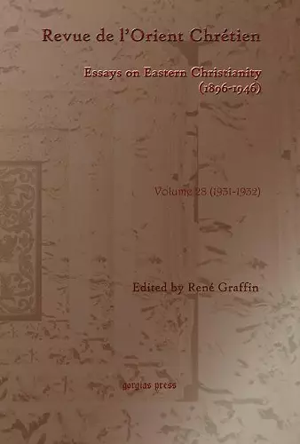 Revue de l’Orient Chrétien (1896-1946)(vol 28) cover