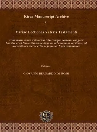 Variae Lectiones Veteris Testamenti (Vol 1-5) cover