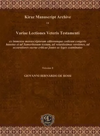 Variae Lectiones Veteris Testamenti (Vol 2) cover