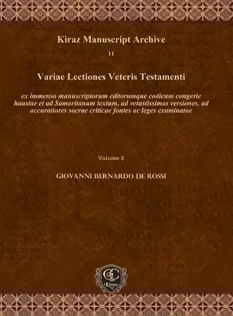 Variae Lectiones Veteris Testamenti (Vol 3) cover