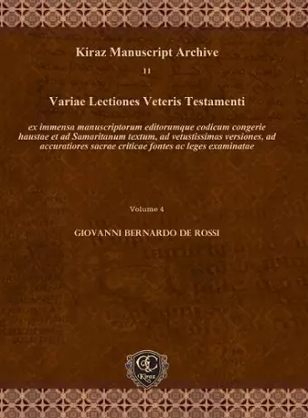 Variae Lectiones Veteris Testamenti (Vol 4) cover