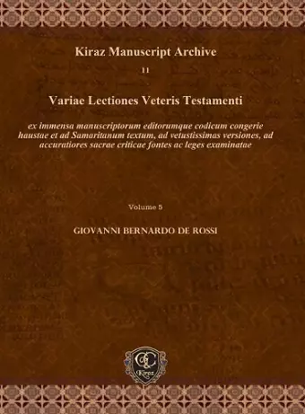 Variae Lectiones Veteris Testamenti (Vol 5) cover