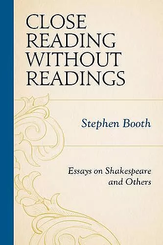 Close Reading without Readings cover