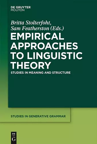 Empirical Approaches to Linguistic Theory cover