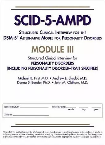 Structured Clinical Interview for the DSM-5® Alternative Model for Personality Disorders (SCID-5-AMPD) Module III cover