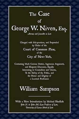 The Case of George W. Niven, Esq. cover