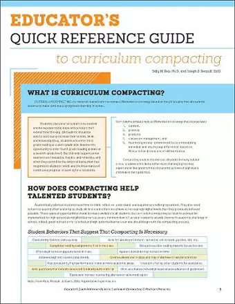 Educator's Quick Reference Guide to Curriculum Compacting cover