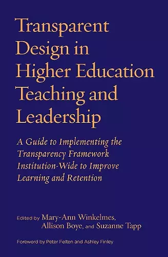 Transparent Design in Higher Education Teaching and Leadership cover