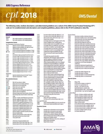 CPT® 2018 Express Reference Coding Cards: OMS/Dental cover