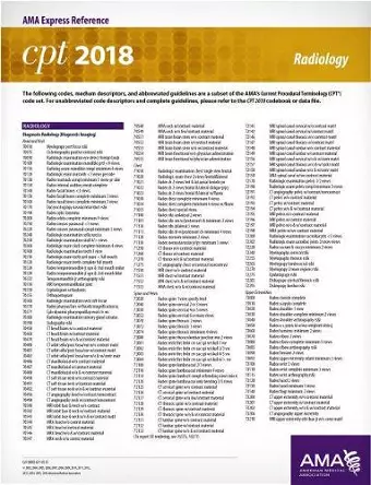 CPT® 2018 Express Reference Coding Cards: Radiology cover