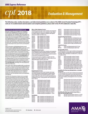 CPT® 2018 Express Reference Coding Cards: Evaluation and Management cover