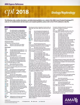 CPT® 2018 Express Reference Coding Cards: Urology/Nephrology cover