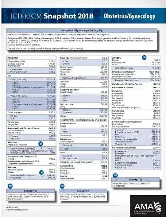 ICD-10-CM 2018 Snapshot Coding Cards: Obstetrics/Gynecology cover