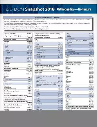 ICD-10-CM 2018 Snapshot Coding Cards: Orthopaedics?Non-Injury cover