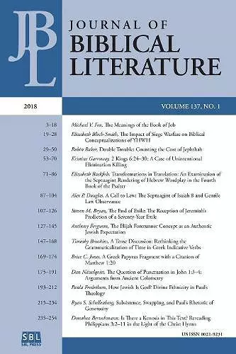 Journal of Biblical Literature 137.1 (2018) cover