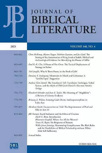 Journal of Biblical Literature 140.4 (2021) cover