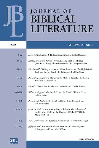 Journal of Biblical Literature 141.1 (2022) cover
