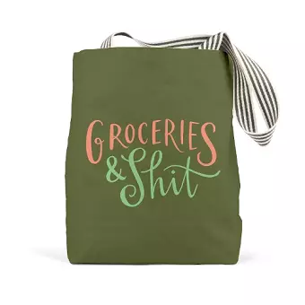 Em & Friends Groceries & Shit (Olive) Tote Bags cover