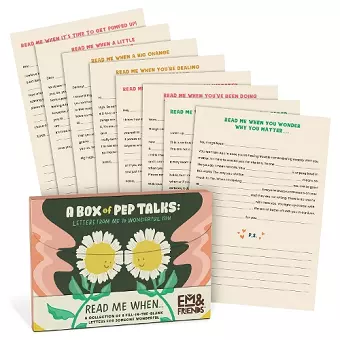 Em & Friends A Box of Pep Talks Fill in the Love Read Me When Letters cover