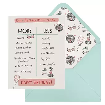 6-Pack Em & Friends Julia Rothman Birthday More/Less Greeting Cards cover