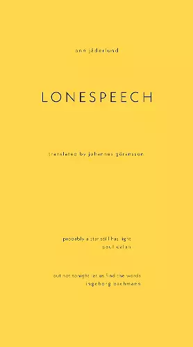 Lonespeech cover