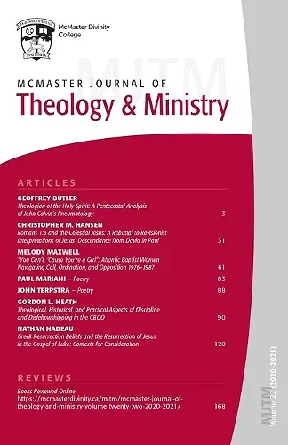 McMaster Journal of Theology and Ministry: Volume 22, 2020-2021 cover