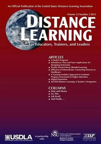 Distance Learning Magazine, Volume 12, Issue 3, 2015 cover