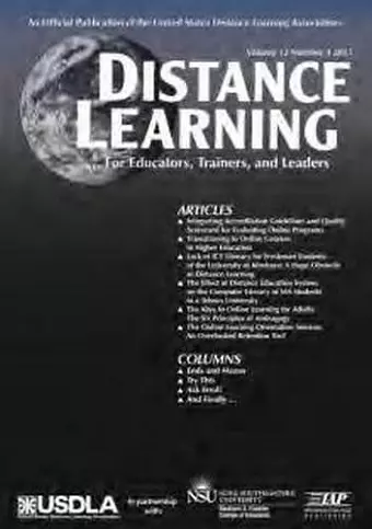 Distance Learning Magazine, Volume 12, Issue 4, 2015 cover