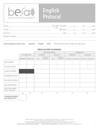 Bilingual English-Spanish Assessment™ (BESA™): English Protocol cover