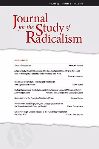 Journal for the Study of Radicalism 14, No. 2 cover