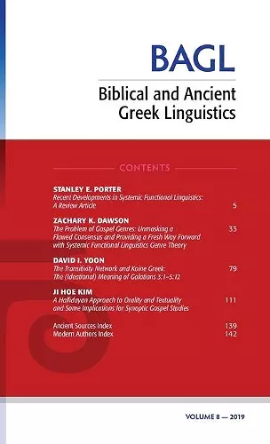 Biblical and Ancient Greek Linguistics, Volume 8 cover