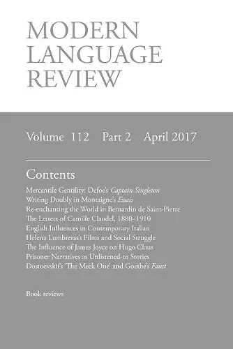 Modern Language Review (112 cover